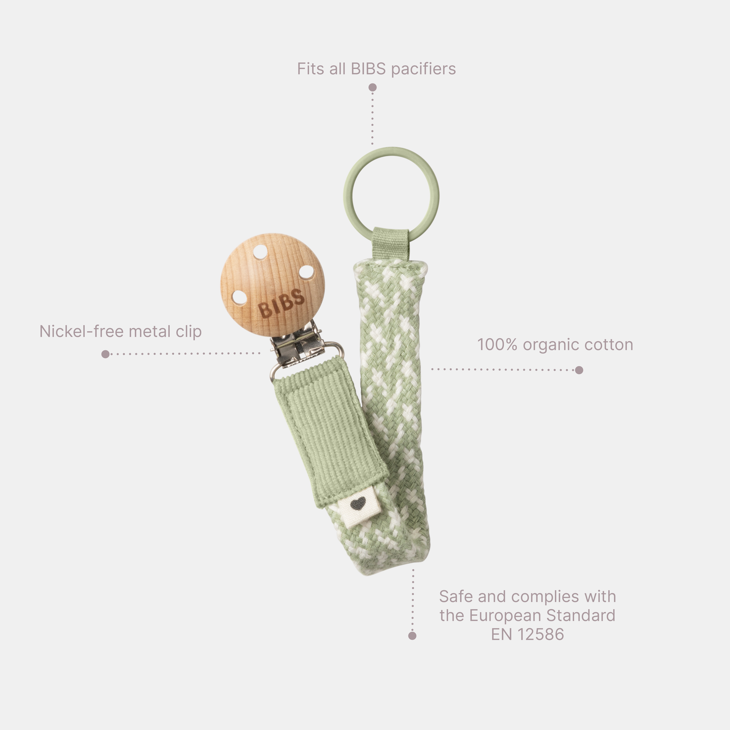 BIBS Pacifier Clip Braided